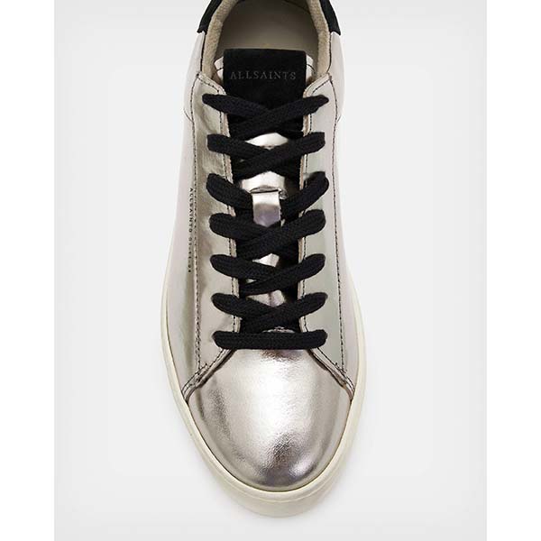 Allsaints Australia Womens Shana Metallic Leather Sneakers Silver AU84-471